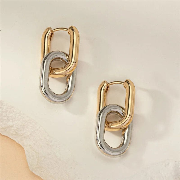 Planet Gates 9 Stainless Steel Square Earrings Gold Color Geometric Square Hoop Earrings for Women Huggie Punk Hip-Hop Metal Round Circle