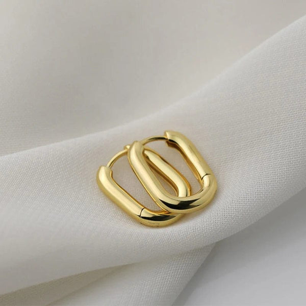 Planet Gates 9 Stainless Steel Square Earrings Gold Color Geometric Square Hoop Earrings for Women Huggie Punk Hip-Hop Metal Round Circle