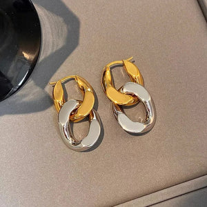 Planet Gates 9 Stainless Steel Square Earrings Gold Color Geometric Square Hoop Earrings for Women Huggie Punk Hip-Hop Metal Round Circle