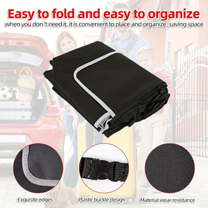 Planet Gates 90*12*25cm 1pc 600D Oxford Cloth Car Trunk Storage Bag, Car Seat Back Storage Bag, Foldable Waterproof Storage Bag With 4 Pockets