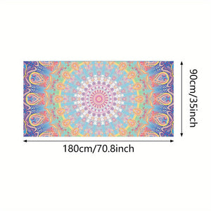 Planet Gates 90*180cm(35.4*70.9inches) 1pc Mandala Pattern Beach Towel, Quick Drying Soft Absorbent Beach Towel, For Outdoor Travel Camping Summer Vacation, Swimming Pool Supplies, Beach Essentials