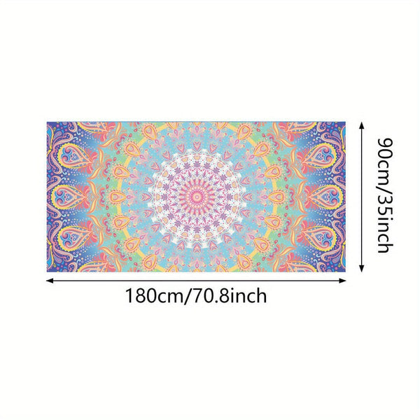 Planet Gates 90*180cm(35.4*70.9inches) 1pc Mandala Pattern Beach Towel, Quick Drying Soft Absorbent Beach Towel, For Outdoor Travel Camping Summer Vacation, Swimming Pool Supplies, Beach Essentials