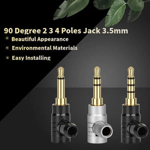 Planet Gates 90 Degree 2 3 4 Pole Jack 3.5mm Connector Headphone Plug Conector L Type Gold Plated Copper Consumer Electronics Audio Terminal