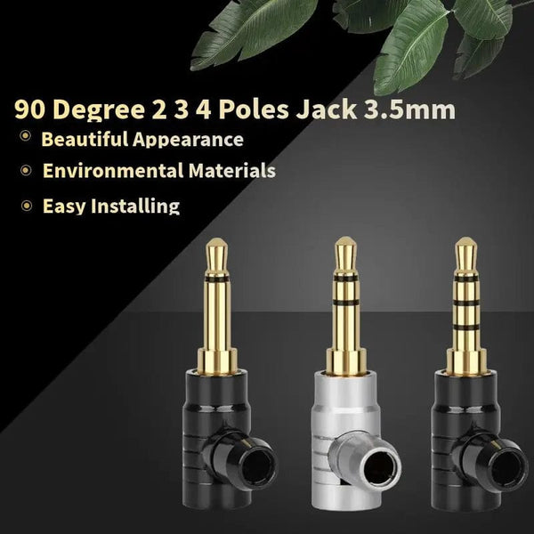 Planet Gates 90 Degree 2 3 4 Pole Jack 3.5mm Connector Headphone Plug Conector L Type Gold Plated Copper Consumer Electronics Audio Terminal