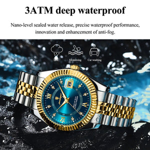 Planet Gates 910 Gold Gold POEDAGAR Luxury Sport Wrist Watch For Man Waterproof Luminous Date Men Watch Quartz Stainless Steel Men's Watches Male Reloj+box