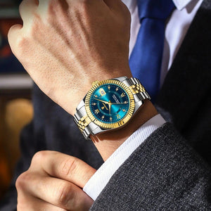 Planet Gates 910 Gold Gold POEDAGAR Luxury Sport Wrist Watch For Man Waterproof Luminous Date Men Watch Quartz Stainless Steel Men's Watches Male Reloj+box