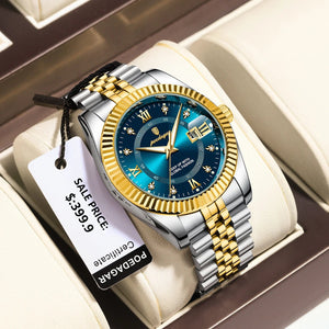 Planet Gates 910 Gold Gold POEDAGAR Luxury Sport Wrist Watch For Man Waterproof Luminous Date Men Watch Quartz Stainless Steel Men's Watches Male Reloj+box