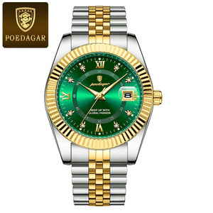 Planet Gates 910 Gold Gold POEDAGAR Luxury Sport Wrist Watch For Man Waterproof Luminous Date Men Watch Quartz Stainless Steel Men's Watches Male Reloj+box