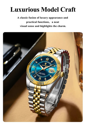 Planet Gates 910 Gold Gold POEDAGAR Luxury Sport Wrist Watch For Man Waterproof Luminous Date Men Watch Quartz Stainless Steel Men's Watches Male Reloj+box