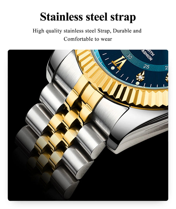 Planet Gates 910 Gold Gold POEDAGAR Luxury Sport Wrist Watch For Man Waterproof Luminous Date Men Watch Quartz Stainless Steel Men's Watches Male Reloj+box