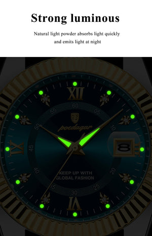 Planet Gates 910 Gold Gold POEDAGAR Luxury Sport Wrist Watch For Man Waterproof Luminous Date Men Watch Quartz Stainless Steel Men's Watches Male Reloj+box