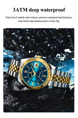 Planet Gates 910 Gold Gold POEDAGAR Luxury Sport Wrist Watch For Man Waterproof Luminous Date Men Watch Quartz Stainless Steel Men's Watches Male Reloj+box
