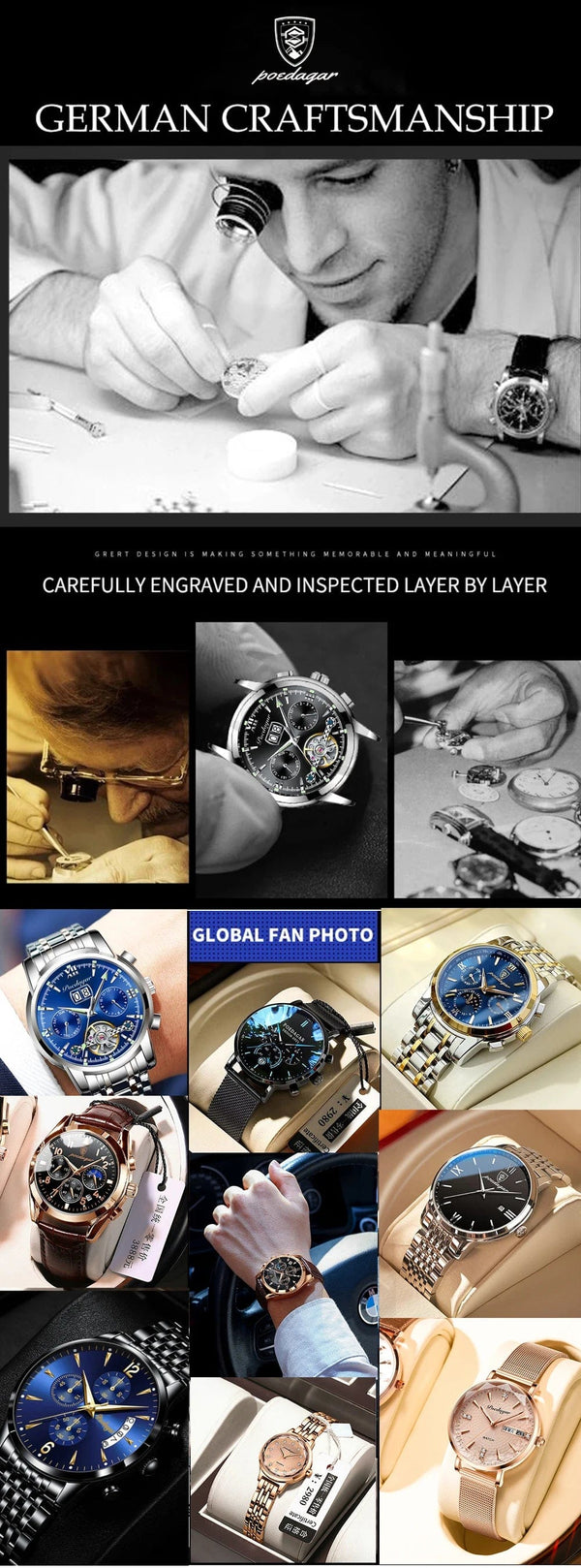 Planet Gates 910 Gold Gold POEDAGAR Luxury Sport Wrist Watch For Man Waterproof Luminous Date Men Watch Quartz Stainless Steel Men's Watches Male Reloj+box