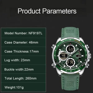 Planet Gates 9197L Gold Green NAVIFORCE Fashion Military Watches for Men Luxury Original Sports Chronograph Watch Waterproof Quartz WristWatch Clock Gift