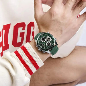 Planet Gates 9197L Gold Green NAVIFORCE Fashion Military Watches for Men Luxury Original Sports Chronograph Watch Waterproof Quartz WristWatch Clock Gift
