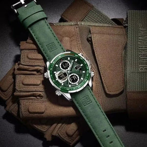 Planet Gates 9197L Gold Green NAVIFORCE Fashion Military Watches for Men Luxury Original Sports Chronograph Watch Waterproof Quartz WristWatch Clock Gift