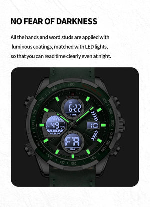 Planet Gates 9197L Gold Green NAVIFORCE Fashion Military Watches for Men Luxury Original Sports Chronograph Watch Waterproof Quartz WristWatch Clock Gift