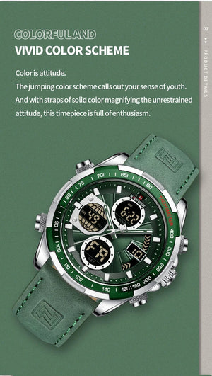 Planet Gates 9197L Gold Green NAVIFORCE Fashion Military Watches for Men Luxury Original Sports Chronograph Watch Waterproof Quartz WristWatch Clock Gift