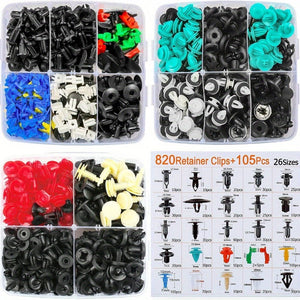 Planet Gates 925/820pcs Automotive Fastener Set - 26 Popular Sizes Of Durable Bumper Mount Clips, Plastic Rivets And Tailgate Handle Bar Clips