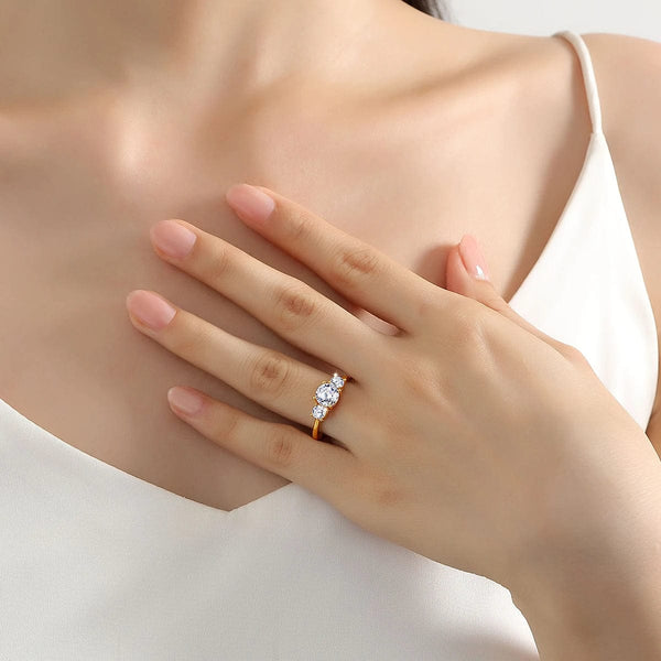 Planet Gates 925 Silver / CHINA / 9 With Certificate 18k Gold Ring Moissanite For Women 3 Stone 100% Real Initial Luxury K Gold Jewelry Engagement Gift Wholesale