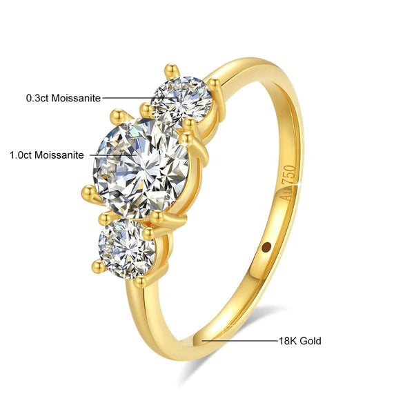 Planet Gates 925 Silver / CHINA / 9 With Certificate 18k Gold Ring Moissanite For Women 3 Stone 100% Real Initial Luxury K Gold Jewelry Engagement Gift Wholesale