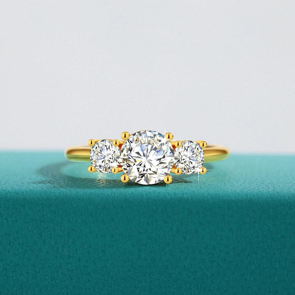 Planet Gates 925 Silver / CHINA / 9 With Certificate 18k Gold Ring Moissanite For Women 3 Stone 100% Real Initial Luxury K Gold Jewelry Engagement Gift Wholesale