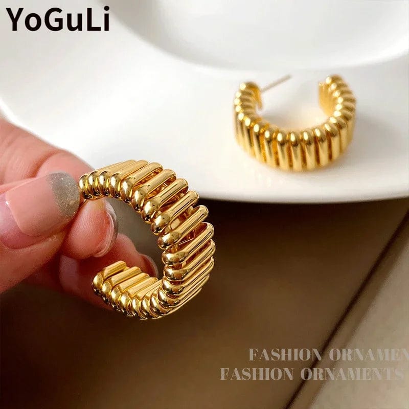 Planet Gates 925 Silver Needle Modern Jewelry Metal Hoop Earrings 2022 New Trend Hot Selling Gold Color Fashion Drop Earrings For Women