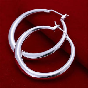 Planet Gates 925 Sterling Silver 33mm Big Circle Round Hoop Earring For Women Unusual Earrings 2022 Trend Christmas Jewelry