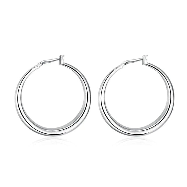 Planet Gates 925 Sterling Silver 33mm Big Circle Round Hoop Earring For Women Unusual Earrings 2022 Trend Christmas Jewelry