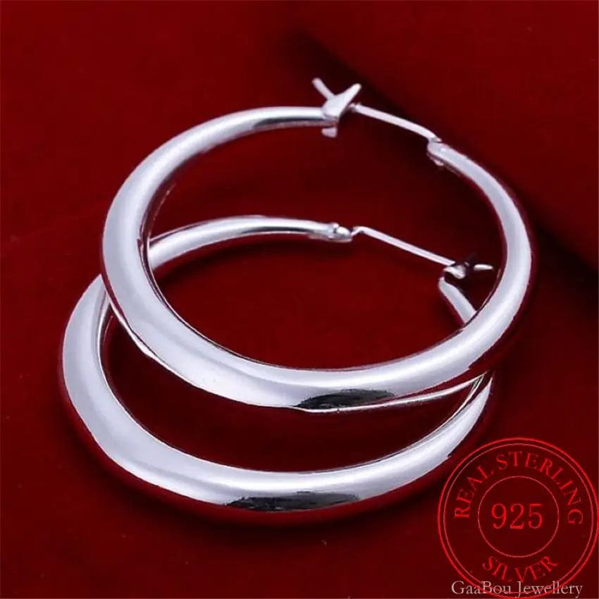 Planet Gates 925 Sterling Silver 33mm Big Circle Round Hoop Earring For Women Unusual Earrings 2022 Trend Christmas Jewelry