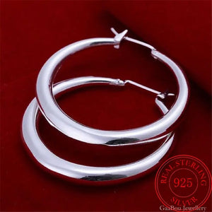 Planet Gates 925 Sterling Silver 33mm Big Circle Round Hoop Earring For Women Unusual Earrings 2022 Trend Christmas Jewelry