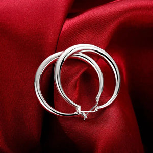 Planet Gates 925 Sterling Silver 33mm Big Circle Round Hoop Earring For Women Unusual Earrings 2022 Trend Christmas Jewelry