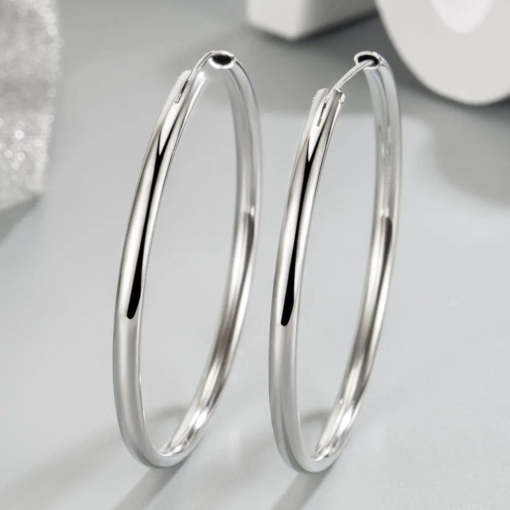 Planet Gates 925 Sterling Silver 3MM Thick 3/4/5/6CM Hoops Earrings For Women Wedding Luxury Jewelry Accessories 2024 Trend Jewellery