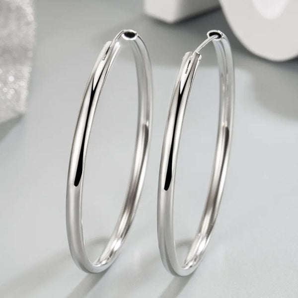 Planet Gates 925 Sterling Silver 3MM Thick 3/4/5/6CM Hoops Earrings For Women Wedding Luxury Jewelry Accessories 2024 Trend Jewellery