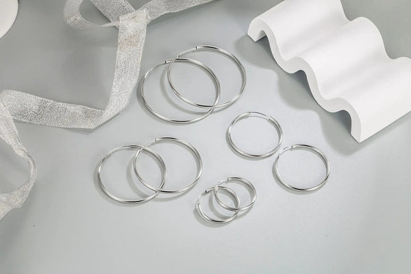 Planet Gates 925 Sterling Silver 3MM Thick 3/4/5/6CM Hoops Earrings For Women Wedding Luxury Jewelry Accessories 2024 Trend Jewellery