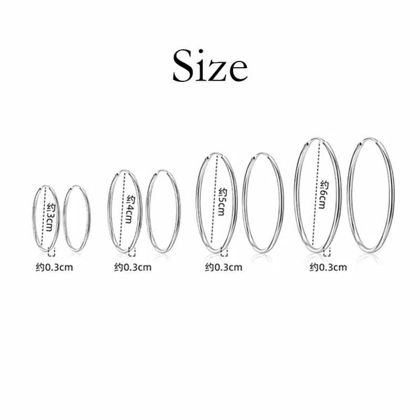 Planet Gates 925 Sterling Silver 3MM Thick 3/4/5/6CM Hoops Earrings For Women Wedding Luxury Jewelry Accessories 2024 Trend Jewellery