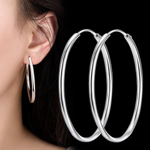 Planet Gates 925 Sterling Silver 3MM Thick 3/4/5/6CM Hoops Earrings For Women Wedding Luxury Jewelry Accessories 2024 Trend Jewellery