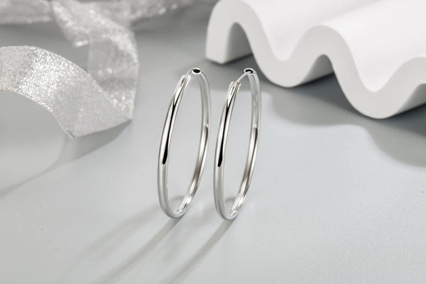 Planet Gates 925 Sterling Silver 3MM Thick 3/4/5/6CM Hoops Earrings For Women Wedding Luxury Jewelry Accessories 2024 Trend Jewellery