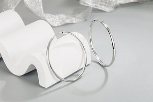 Planet Gates 925 Sterling Silver 3MM Thick 3/4/5/6CM Hoops Earrings For Women Wedding Luxury Jewelry Accessories 2024 Trend Jewellery