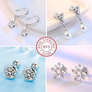Planet Gates 925 Sterling Silver Female Luxury Crystal Round Stud Earrings Vintage Wedding Jewelry White Zircon Stone Earrings Wholesale