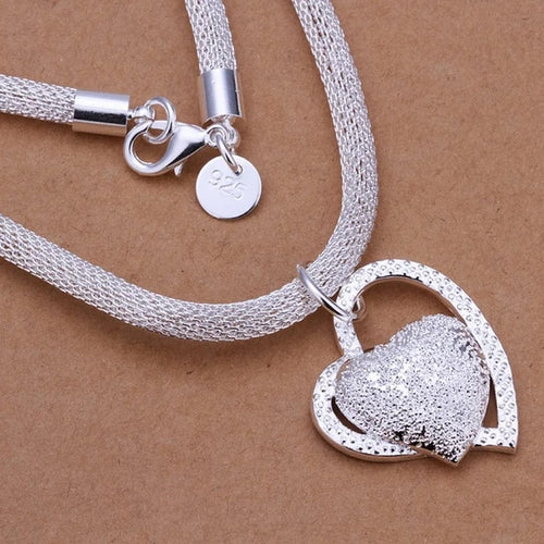 Planet Gates 925 Sterling Silver Necklace Gorgeous Charm Fashion  Heart Wedding Lady Love for Women Noble Luxury 18 Inches 45cm Jewelry