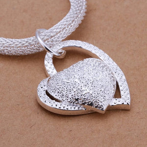 Planet Gates 925 Sterling Silver Necklace Gorgeous Charm Fashion  Heart Wedding Lady Love for Women Noble Luxury 18 Inches 45cm Jewelry