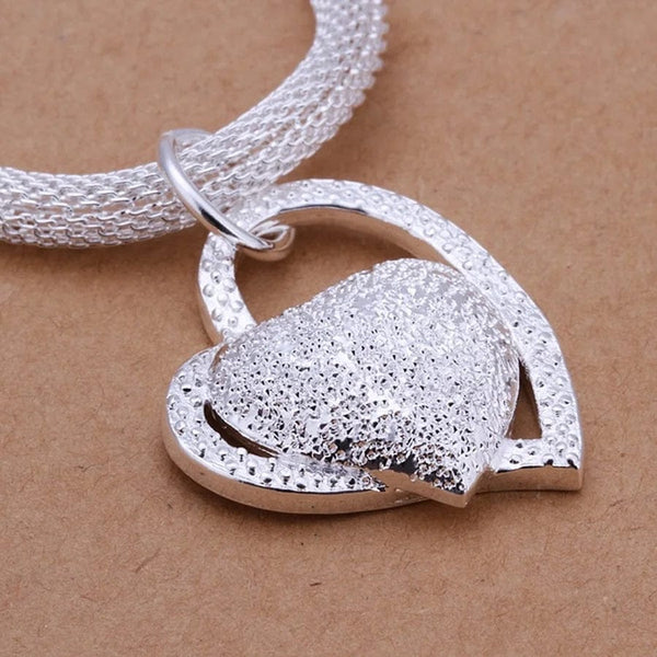 Planet Gates 925 Sterling Silver Necklace Gorgeous Charm Fashion  Heart Wedding Lady Love for Women Noble Luxury 18 Inches 45cm Jewelry