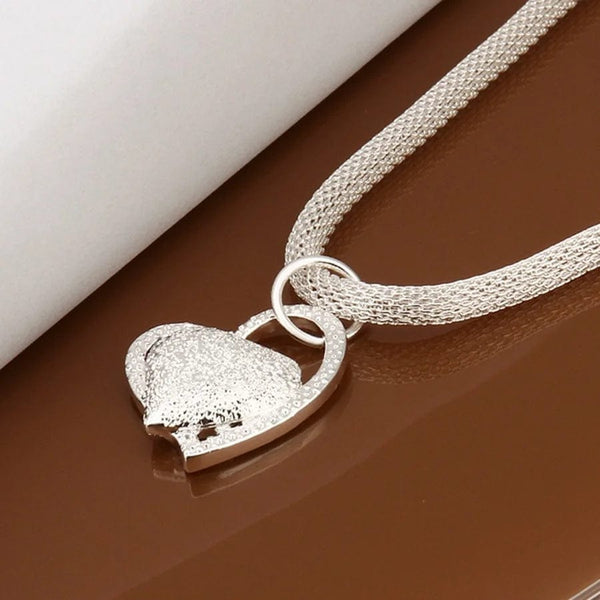 Planet Gates 925 Sterling Silver Necklace Gorgeous Charm Fashion  Heart Wedding Lady Love for Women Noble Luxury 18 Inches 45cm Jewelry