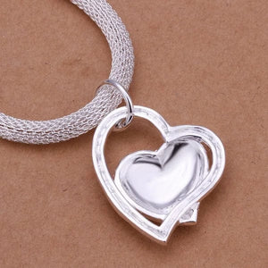 Planet Gates 925 Sterling Silver Necklace Gorgeous Charm Fashion  Heart Wedding Lady Love for Women Noble Luxury 18 Inches 45cm Jewelry