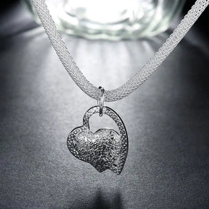 Planet Gates 925 Sterling Silver Necklace Gorgeous Charm Fashion  Heart Wedding Lady Love for Women Noble Luxury 18 Inches 45cm Jewelry