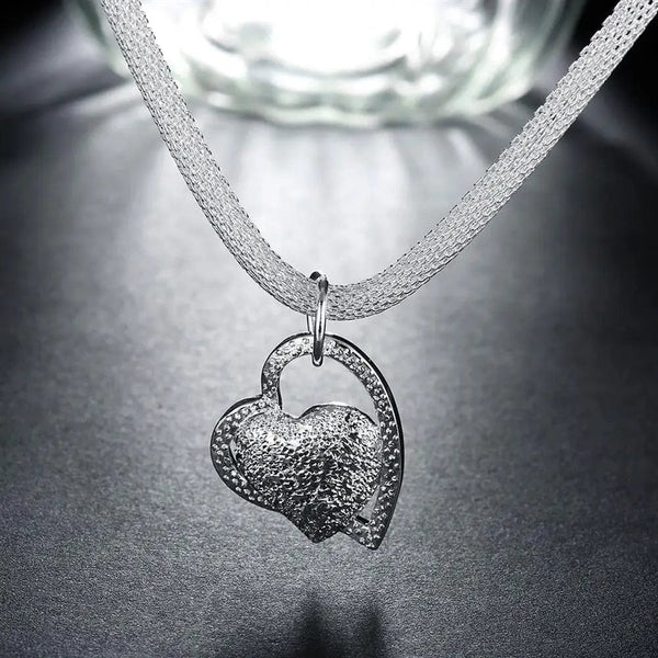 Planet Gates 925 Sterling Silver Necklace Gorgeous Charm Fashion  Heart Wedding Lady Love for Women Noble Luxury 18 Inches 45cm Jewelry