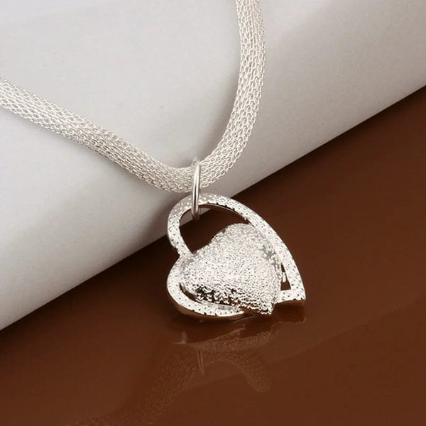 Planet Gates 925 Sterling Silver Necklace Gorgeous Charm Fashion  Heart Wedding Lady Love for Women Noble Luxury 18 Inches 45cm Jewelry