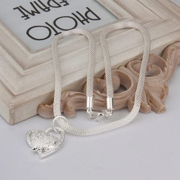 Planet Gates 925 Sterling Silver Necklace Gorgeous Charm Fashion  Heart Wedding Lady Love for Women Noble Luxury 18 Inches 45cm Jewelry