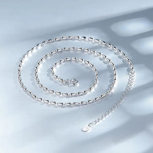 Planet Gates 925 Sterling Silver Necklace With Simple Geometric Beads Choker Shiny And Delicate Collarbone Chain For Women's Fashion Jeweller